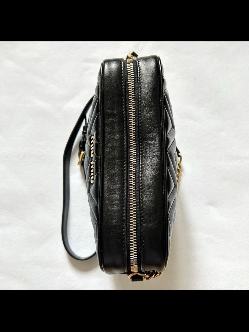 Miu Miu Black Quilted Camera Bag with Gold Chain Accent - Picture 6 of 14